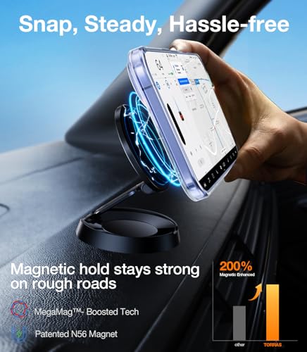 Image of TORRAS Strong Magnetic & Seamless Slim Case for iPhone 16, Military-Grade Drop Protection, Adjustable Kickstand, Clear