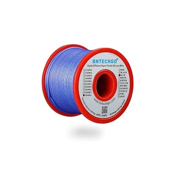BNTECHGO 30 Gauge Silicone Wire Spool 50 ft Blue Flexible 30 AWG Stranded Tinned Copper Wire