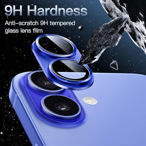 Image of TITANIUM Camera Lens Protector For IPHONE 16 /16 PLUS BLUE, 9H Glass, Anti Drop, Scratch Resistant, Case Friendly, Removable, Waterproof, Heavy Duty
