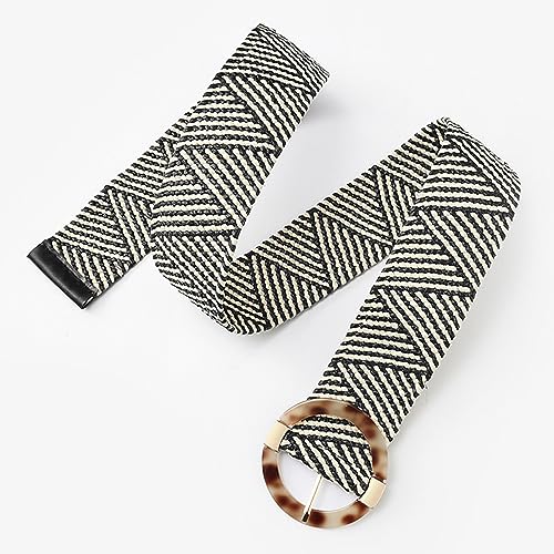 eYLun Women Straw Woven Belt Elastic Braided Stretch Waist Belt Ladies Boho Buckle Dress Buckle Belt4