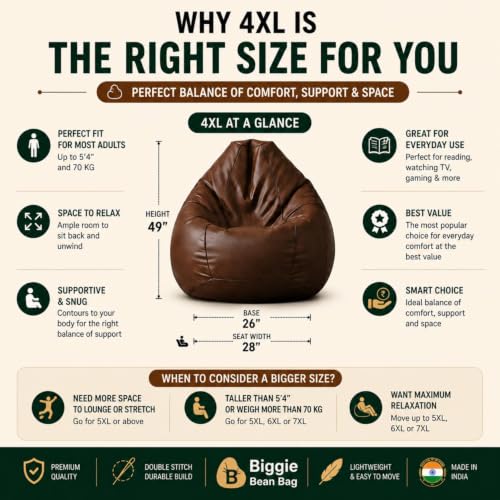 Image of Biggie Bean Bag Chair 4XL with Beans Filled-3D Zen Piping- Bean Bag with 3D Piping-Crafted for Comfort-Styled for Elegance with Free Cushion & Footrest (Matching Color : Piping, Black Pink)