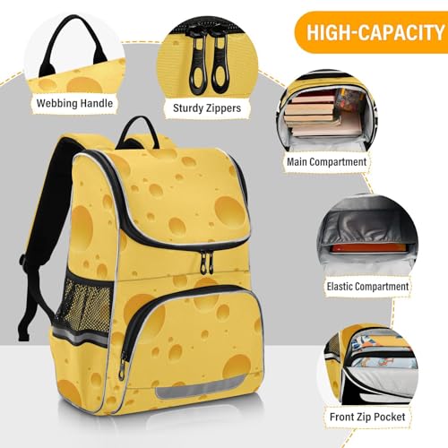 School Backpack Cheese Pattern Travel Hiking Large Capacity Causal Daypack Bookbag Bag Laptop Schoolbag with Reflective Tape for Boys Girls Adults4
