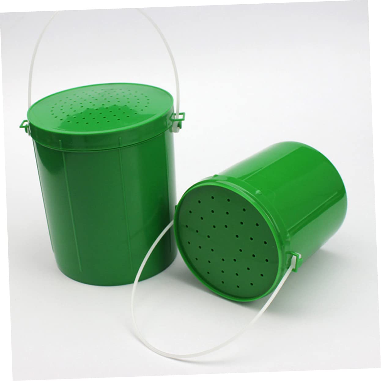 2 Seaux à Appâts Avec Couvercle Aéré - Pour Vers De Vase Et Leurres Vivants - PVC Robuste Et Portable - Idéal Pêche En Extérieur