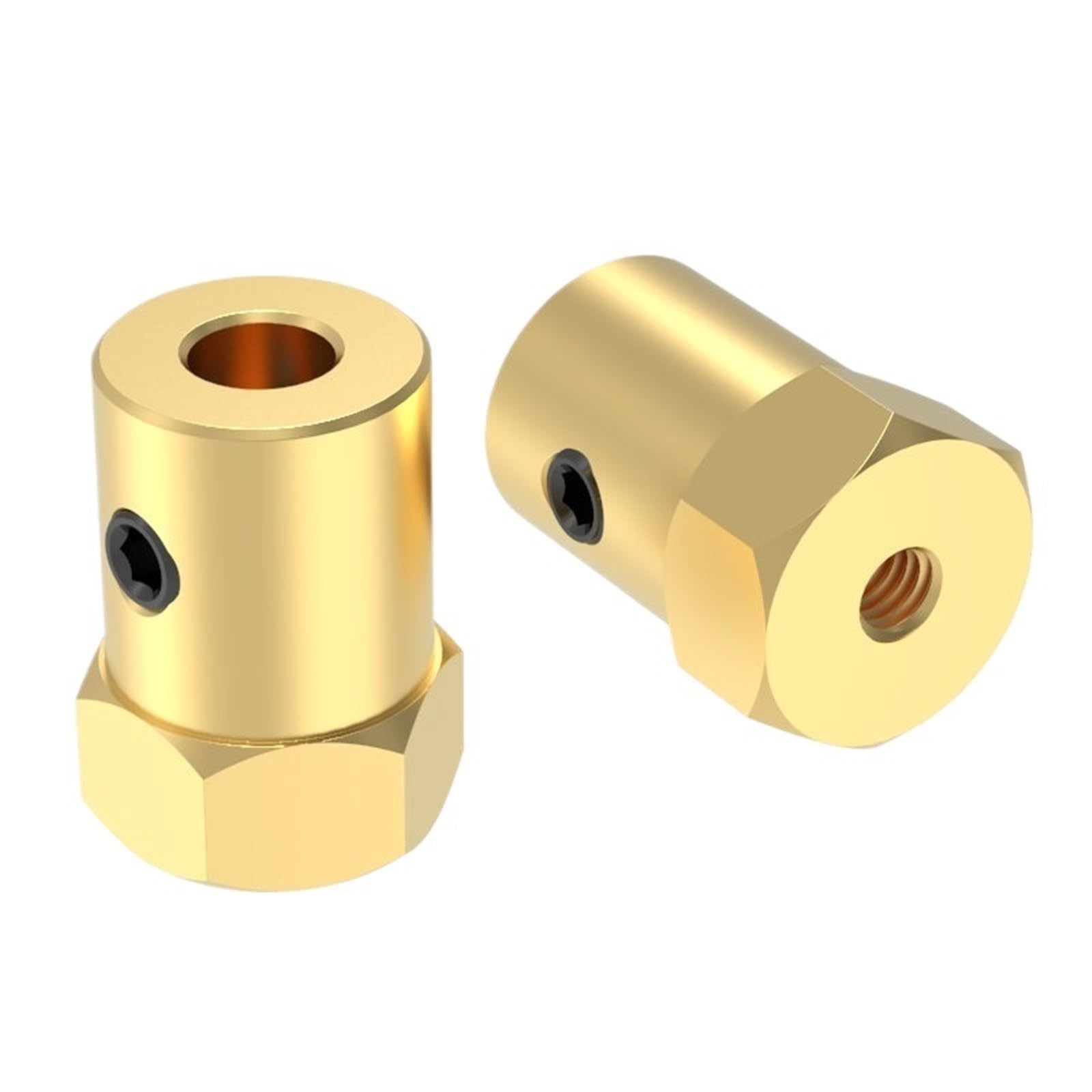 D12L18 Hex Coupler Brass Tire Connector 2/3/3.17/4/5/6/7/ 8mm Coupling for Decelerate Motor Shaft Robot Car Wheel(Brass 5mm)
