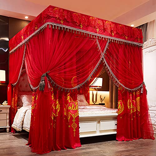 Baldaquin de lit d'angle Princess rouge ciel de lit double et king size
