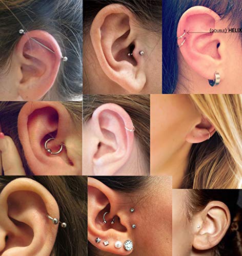 12Pcs Stainless Steel Industrial Barbell Cartilage Piercing Earrings for Women Men Hoop Helix Tragus Labret Piercing2