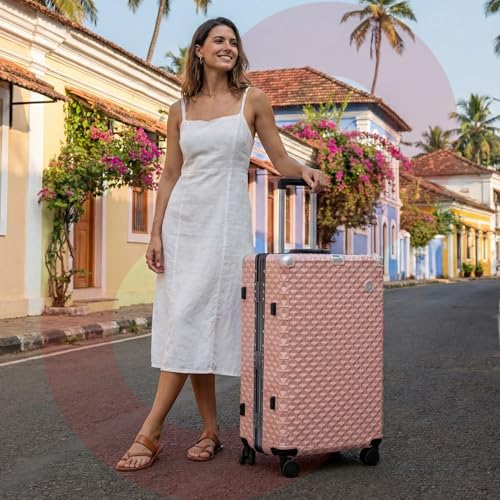 Image of Hard PC Trolley Luggage, Large Size, 100% Polycarbonate, Lightweight and Durable, Silent Wheels, Anti-Theft with Aluminium Frame, and 3 TSA Locks, 28-Inch, Coral Mist