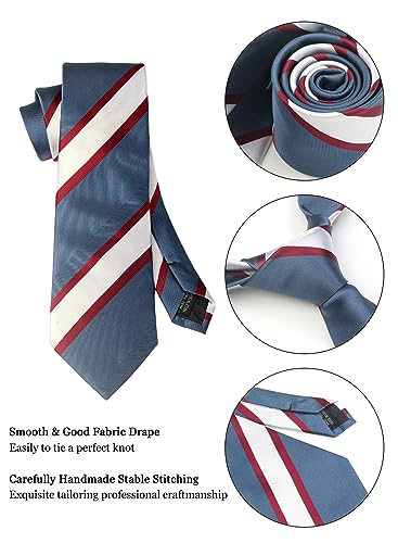 Image of Striped Plaid Polka Dot Mens Tie Formal Necktie Pocket Squares Ties Clips Cufflinks Classic for Men Set
