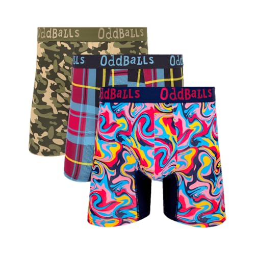 OddBalls | Mens Bamboo Boxers Multipack | 3 Pack | Anti Chafing | Mens Underwear | Moisture Wicking Fabric | Elastic Waistband | Dynamic Bundle | Medium