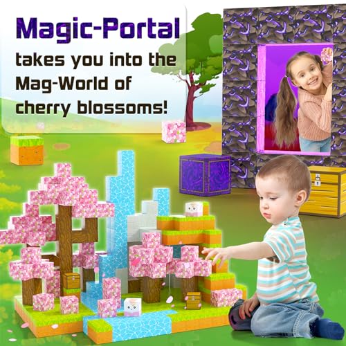 image for Coodoo Magnetic Blocks - Build Mine Magnet World Cherry Blossom Set, M