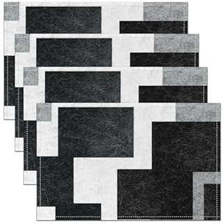 Feelyou Geometric Placemats Set of 4 18"x12" Geometry Placemat for Kitchen Dining Table Decor Indoor Outdoor Stripe Line Table Place Mats Luxury Decor Table Place Mats Black White