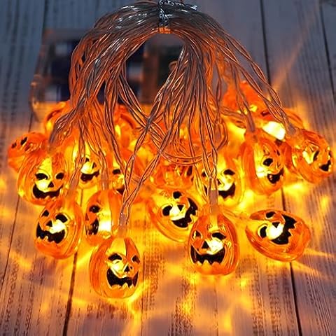 KEPATO Halloween String Lights, 10Ft 20 LEDs Battery Operated Halloween Decoration Lights Indoor Outdoor, Orange Pumpkin Lights for Halloween Party Decor Cover