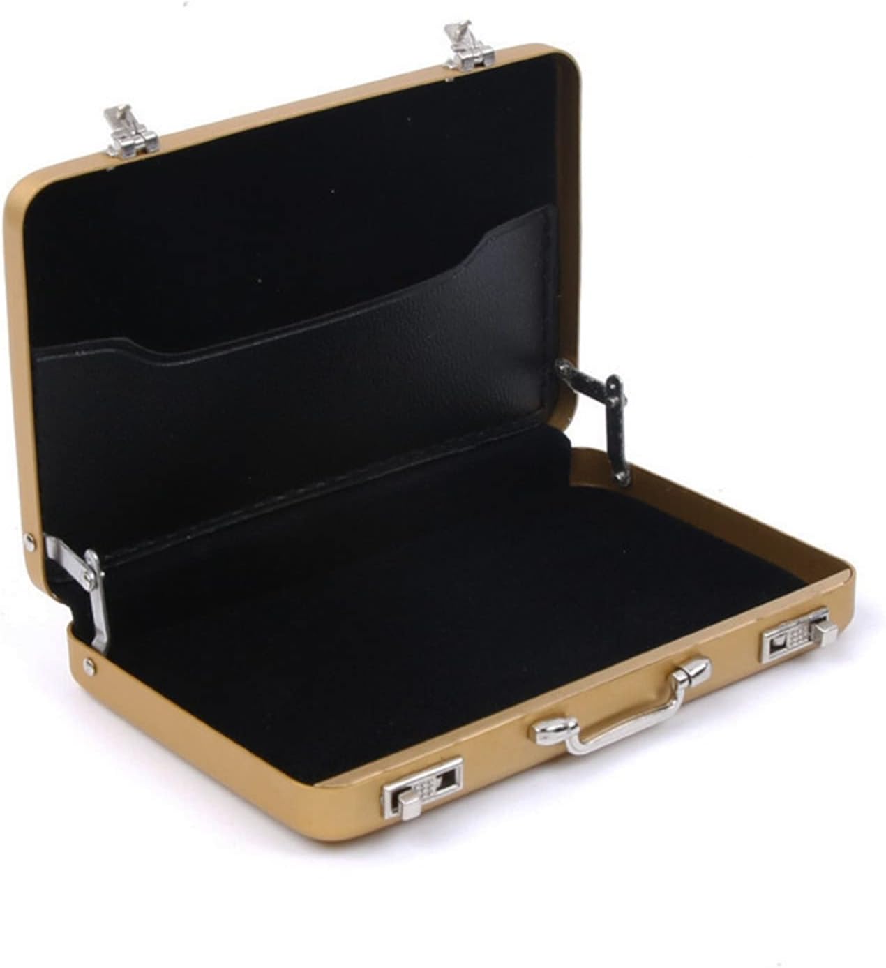 SKEPPY Storage Bins Aluminum Storage Box Business Credit Card Holder Mini Suitcase Bank Card Holder Jewelry Box Organizer(Gold)