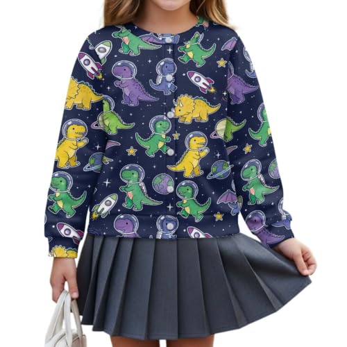 Image of Girls Cardigans Sweater Long Sleeve Crew Neck Button Down Sweaters School Outerwear for Kids Fall Winter Tops