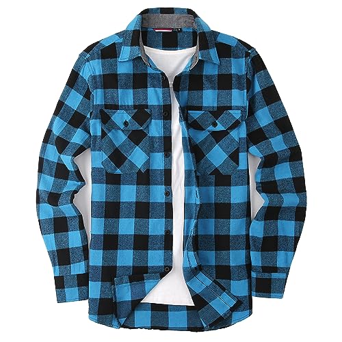 Alex Vando Mens Button Down Shirts Regular Fit Long Sleeve Casual Plaid Flannel Shirt