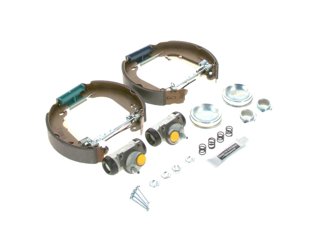 Bosch KS039 Kit Super Pro - Kit de freno trasero de tambor - 1 juego completo premontado, 2 cilindros de rueda, 4 zapatas de freno
