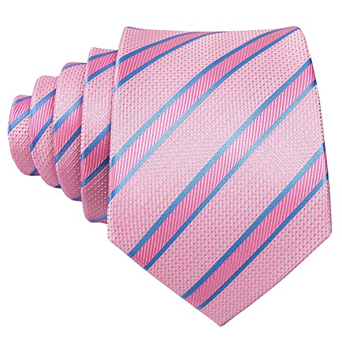 Image of YOHOWA Men Plaid /Striped Ties Set Silk Business Wedding Formal Fashion Necktie and Pocket Square Cufflinks Set