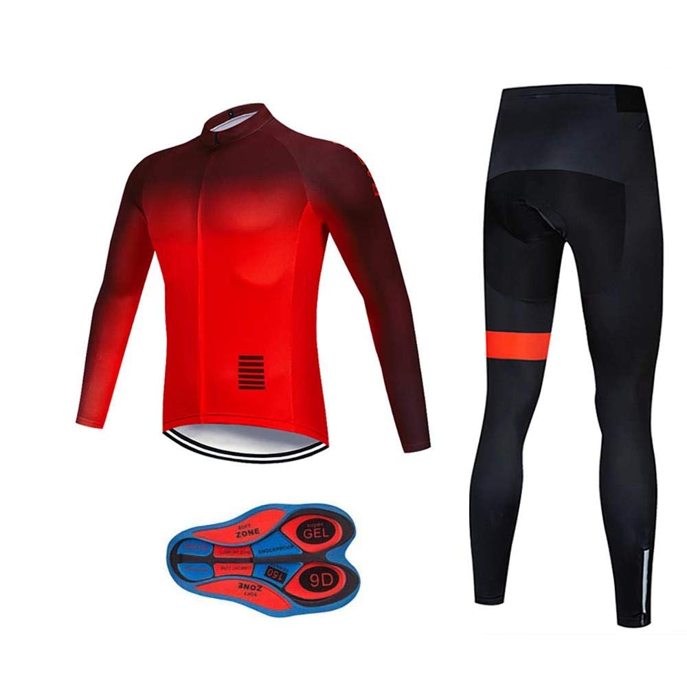 MOXILYN Men's Quick-Dry Cycling Jersey Set Road Bike Bicycle Shirt + Bib Pants with 9D Gel Padded MTB Riding Clothing kit