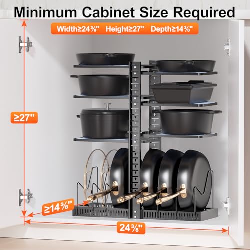LAMU-Pots-and-Pans-Organizer-under-Cabinet-Adjustable-Height-Up-to-24-6-Tier-Pot-Organizer-Rack-with-6-Horizontal-Dividers-Adjustable-Pot-and-Pan-Organizer-for-Kitchen-Storage-Black