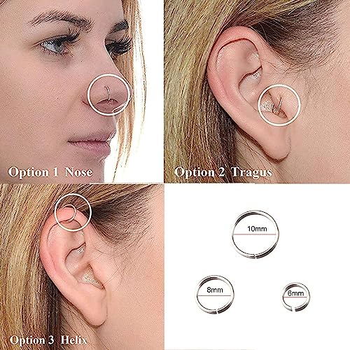 2 Pcs Surgical Steel 8mm Non-Pierced Nose Ring NR01148