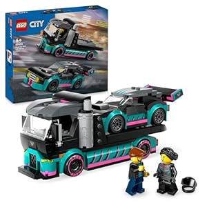 Ensemble de Construction LEGO City Voiture de Course et Camion de Transport