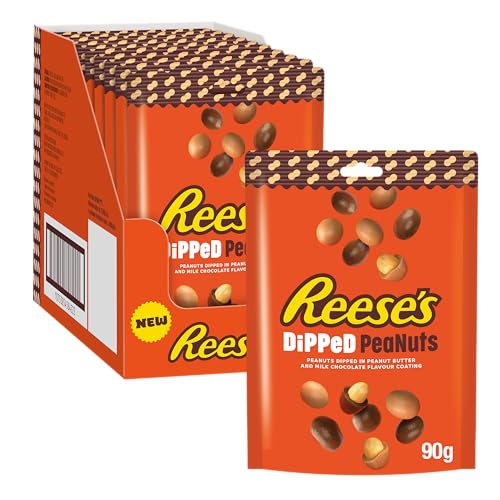 Reese's Dipped Peanuts-Cacahuètes enrobées de beurre de cacahuètes et de confiserie de chocolat sachet de 90gr- Carton de 10