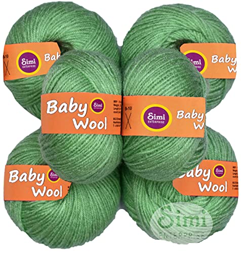 Image of 100% Acrylic Wool Apple Green 10 Pc Baby Wool 4 ply Wool Ball Hand Knitting Wool /Art Craft Soft Fingering Crochet Hook Yarn-BArt-EB