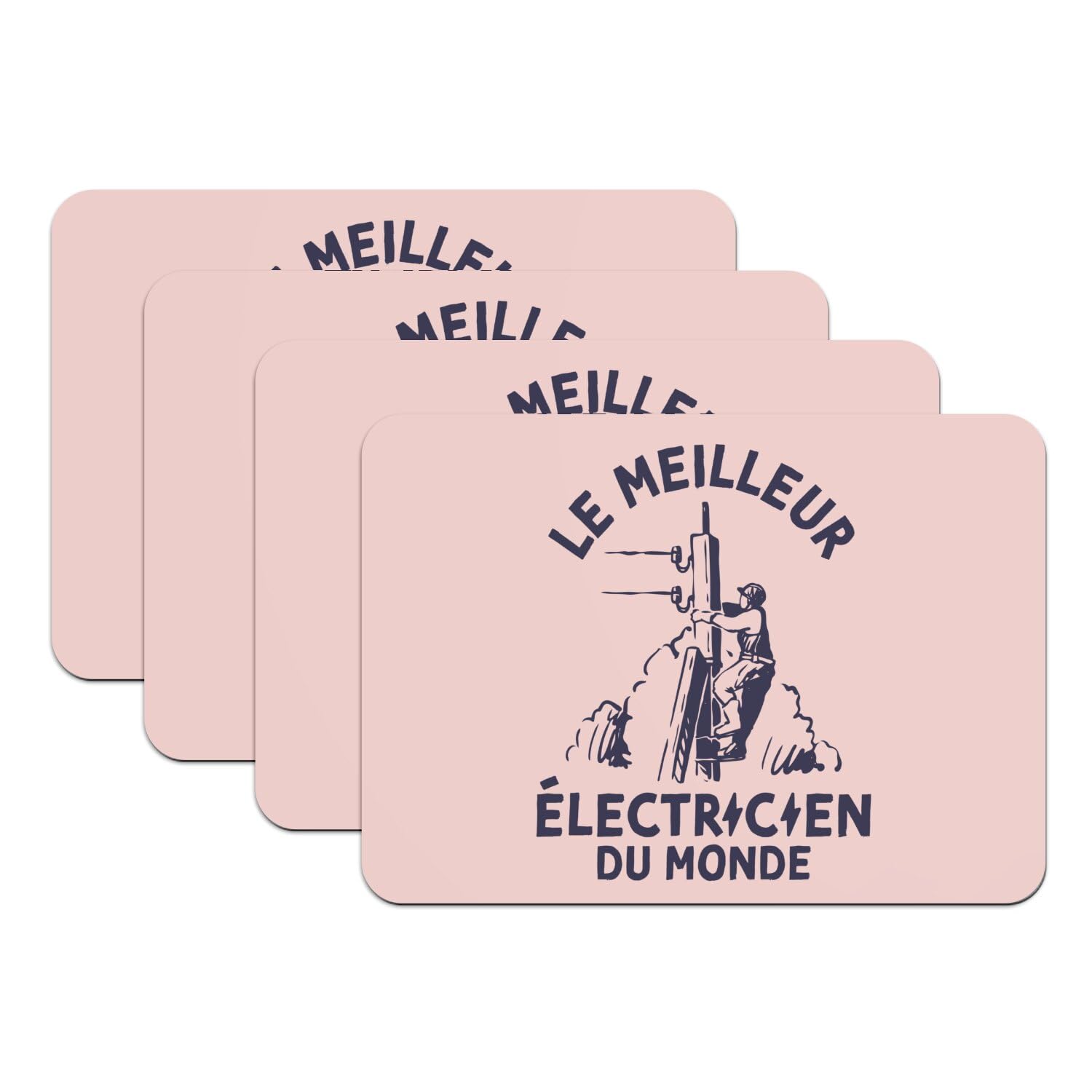 Sets de table électricien rose lot de 4 : l'idée cadeau originale pour un artisan fier de son métier