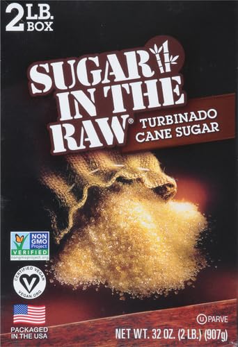 Image of In The Raw Granulated Turbinado Cane Sugar, 2 lb Box, Pure, All-Natural Turbinado Sugar, Non-GMO Project Verified, Kosher, Vegan and Gluten Free (Pack of 12)