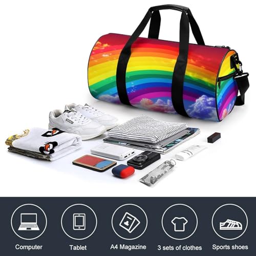Duffel Bag Rainbow Printed Foldable Gym Bag for Men Women Duffle Bag Lightweight with Inner Pocket for Travel Sports4
