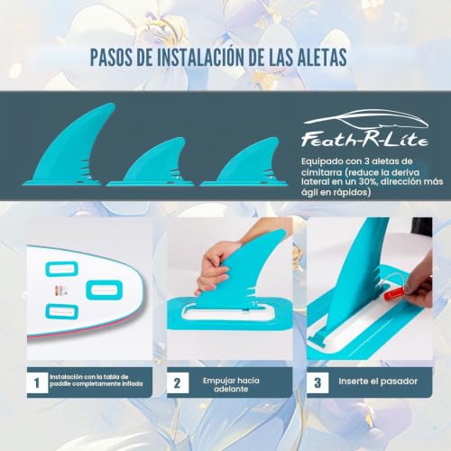 Miniatura 7 de Feath-R-Lite Stand Up Paddle Surfboard, Sup Hinchable, Blow Up Paddleboard Para Adultos Y Jóvenes 10 5 Azul Grisáceo