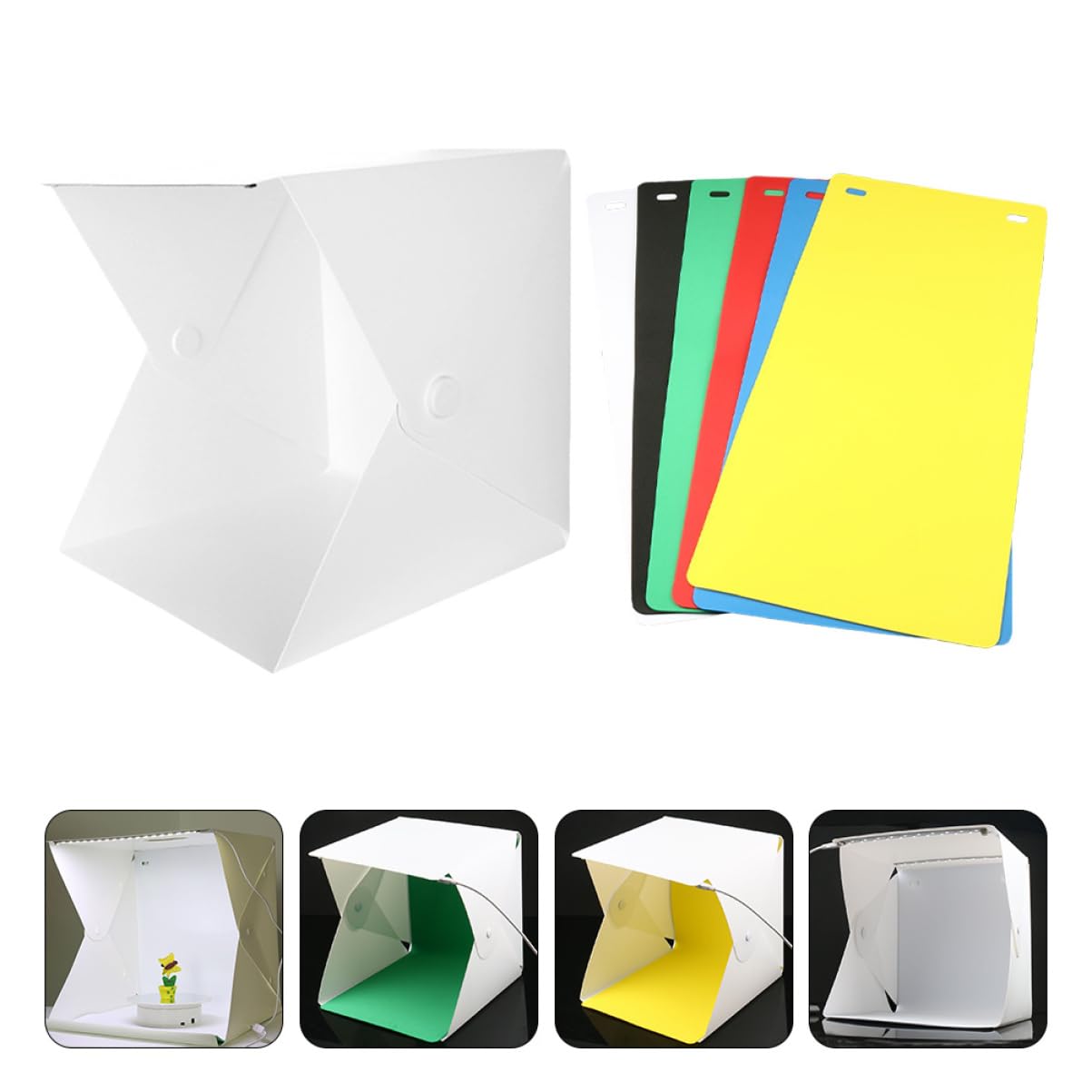 Mini Boîte Photo Pliable 1 Set Abs, Double Bande LED, Éclairage Uniforme