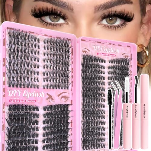Lash Clusters Kit, 560 Pcs Eyelashes Clusters Kit 9-16mm Individual Volume Lash Extension Kit D Curl