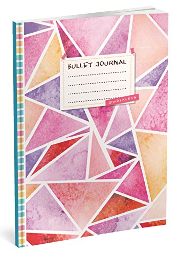 Bullet Journal: Punktraster Notizbuch (Ca. A5) + 100 Seiten + Vintage Softcover | TOP Motiv: Buntes Mosaik | Dot Grid Journal, Kalligraphie Übungsheft, Punktpapier +++ Jetzt mit Register +++