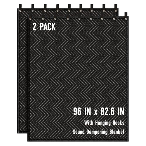 AMUFON 2PCS Large Sound Dampening Blanket,96' x 80' Sound Absorbing Studio Blanket,Noise Cancelling Studio Acoustic Blanket Curtain/Light Blocker/Moving Blanket