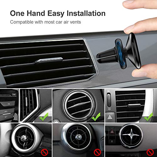 FLOVEME KFZ Handyhalterung Auto Magnet Lüftung, Universal Handyhalter Auto Zubehör mit 5 Starke Magnet 4 Metallplatten, Kompatibel für iPhone Samsung Huawei - Schwarz 3