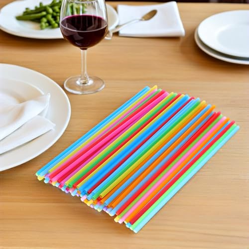 Angoily 600 pitillos desechables rectos planos multicolor 26 cm miniatura 7