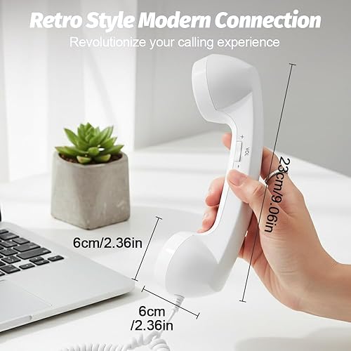 Miniatura 7 de Auricular de Teléfono Retro, Auricular de Teléfono Retro para iPhone y Android, Teléfono Vintage de la Vieja Escuela con Cable para Teléfonos