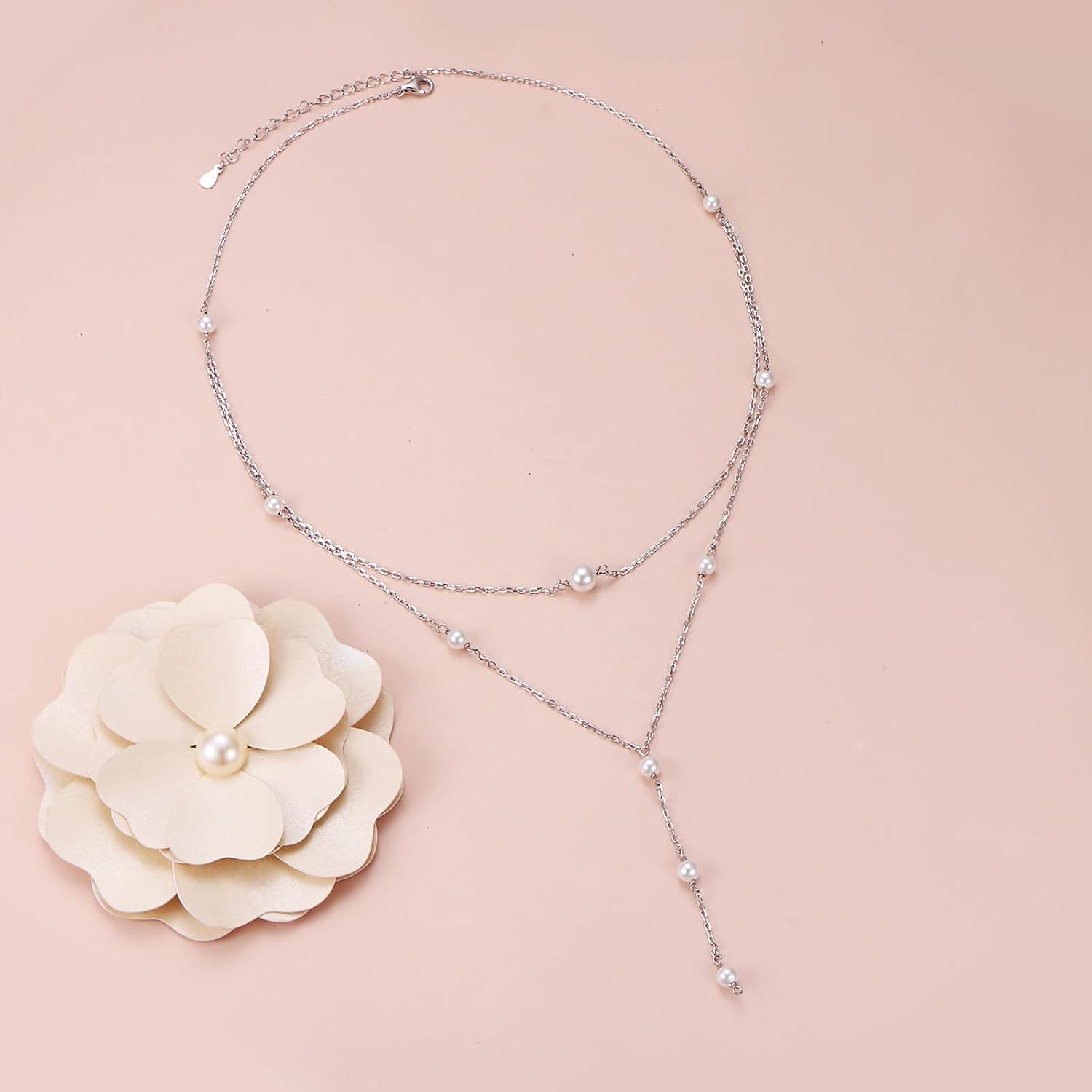 DAOCHONG Valentines Day Gifts S925 Sterling Silver Multilayer Layered Triple Long Chain Pendant Necklace for Women Jewelry - Image 3