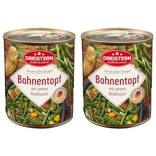 DREISTERN Bohneneintopf mit Rindfleisch, 800 g (Packung mit 2)