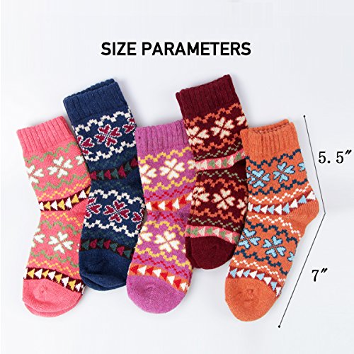 Image of Winter Women Socks 5 Pairs Vintage Wool Casual Thermal Crew Socks