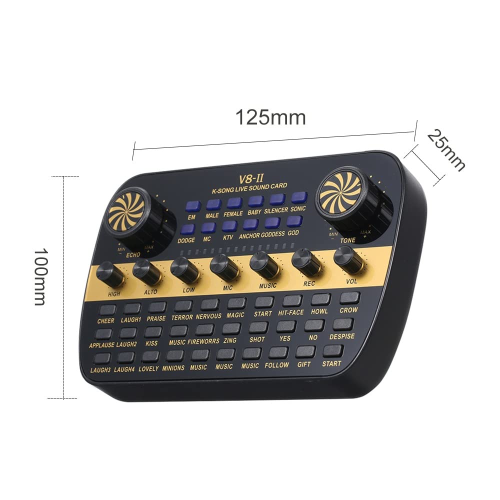 MRKU Carte Son V8 Live Mixeur Audio Intelligent à Volume réglable Carte Son pour Ordinateur PC Son en Direct