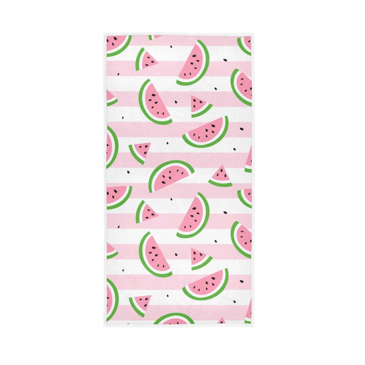 HUYGD Watermelon Pink White Stripes Soft Large Hand Towels Bath Towel Multipurpose for Bathroom Hotel Gym Spa 30"x15"