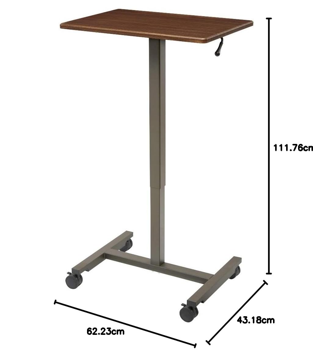 Seville Classics Airlift mobilny stół stojący z pneumatyczną regulacją wysokości, wysokość od 74,4 do 110,4 cm, klon