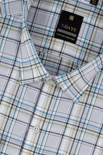 Image of 7-DAYS Men's Premium Checks Formal Shirt - Cotton Rich, Regular Fit, Full Sleeve, with Pocket, Wrinkle Resistant - Stylish Office & Everyday Wear.