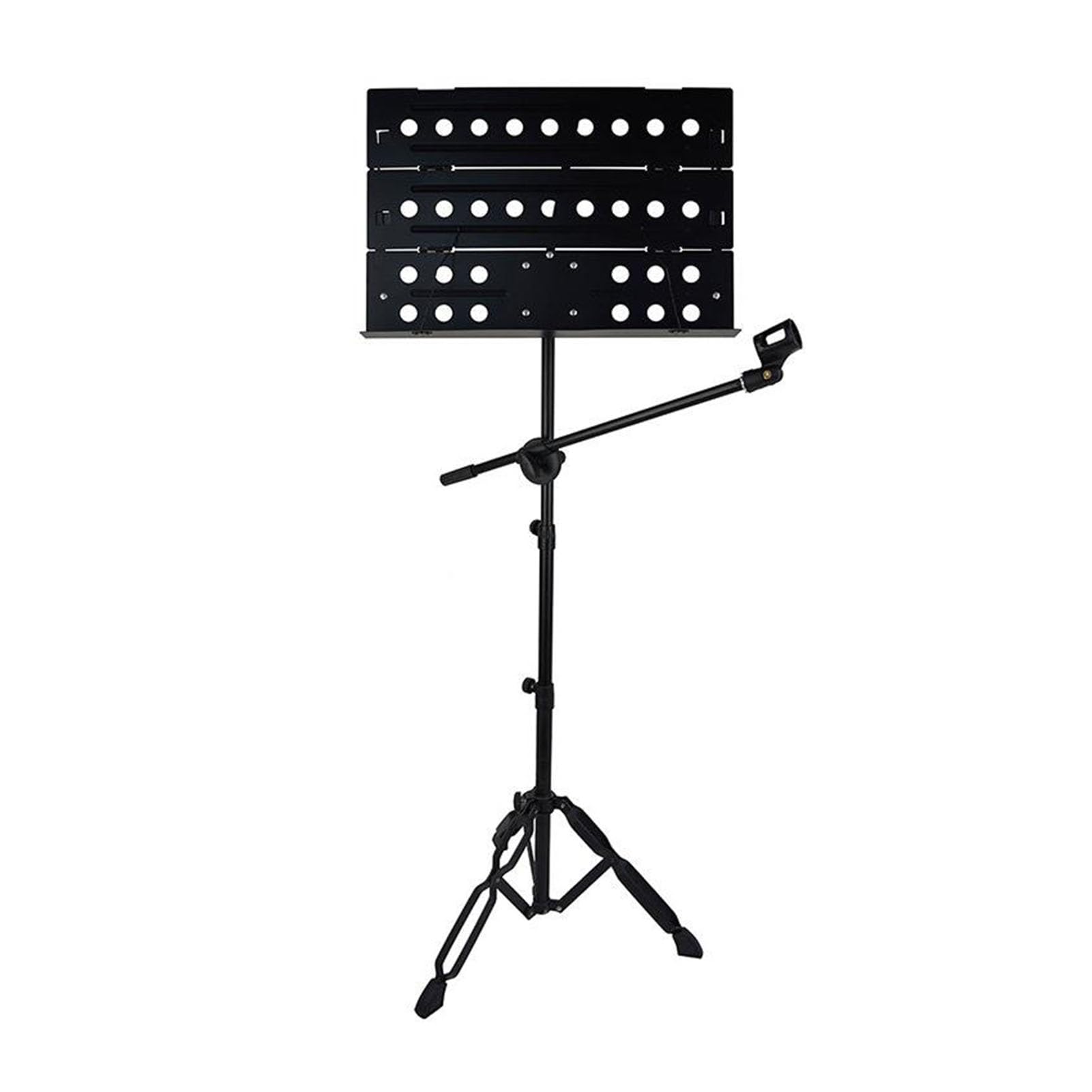 Notenständer, tragbarer Notenständer, dreifach klappbarer Notenständer, höhenverstellbar für Instrumentenspiel, Band und Chor (Schwarz 7901420 mm)