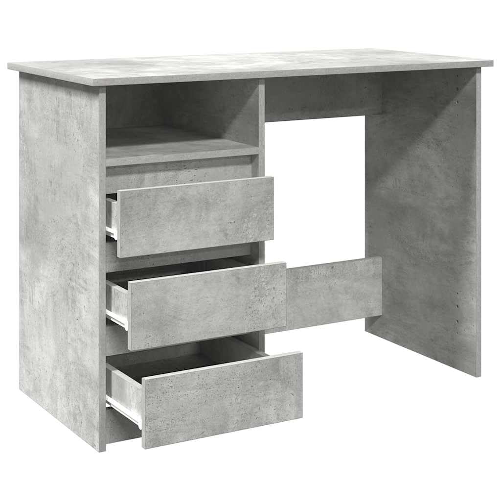 Scrivania in legno grigio cemento, 102 x 50 x 75 cm, compatta scrivania da ufficio con grande superficie di lavoro e spazio di archiviazione, ideale per ufficio domestico e scuola