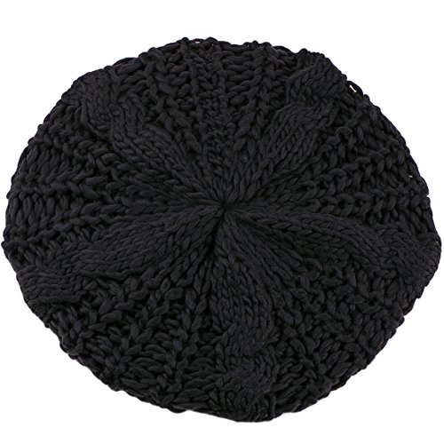 Bodhi2000® Frauen Winter Stretch Strickmütze Geflochtene Beanie-Mütze Baskenmütze Gr. Einheitsgröße, Schwarz Cover