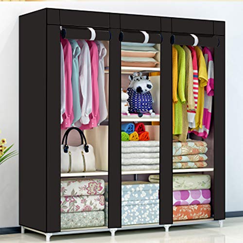دولاب ملابس قماشي كبير من اكس بورك مع رفوف وقضيب تعليق لتخزين الملابس (اسود)