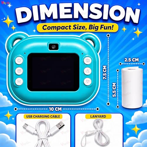 Image of VikriDA Instant Print Camera for Kids | 1080P HD Digital Camera with Video Recording, Built-in Printer, Fun Filters & Stickers.